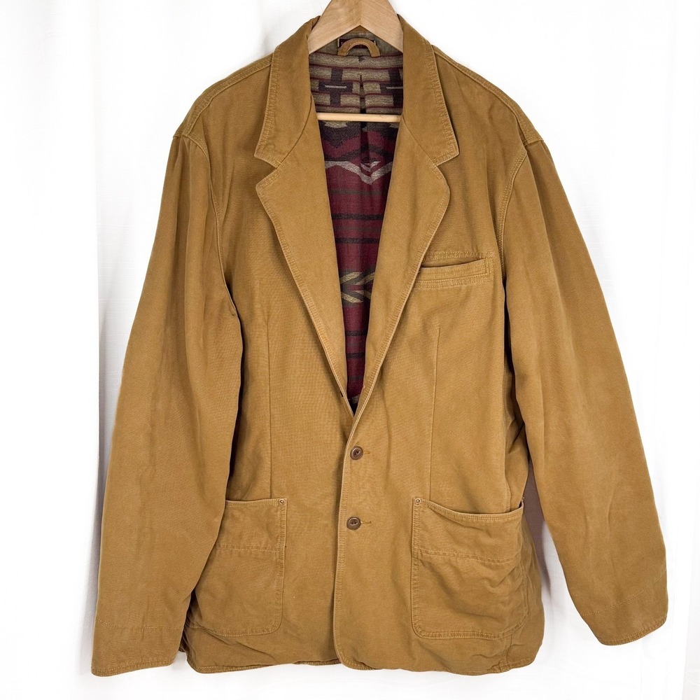 Territory Ahead Canvas Chore Jacket XLL Long Southwestern Aztec Lined Work EUC